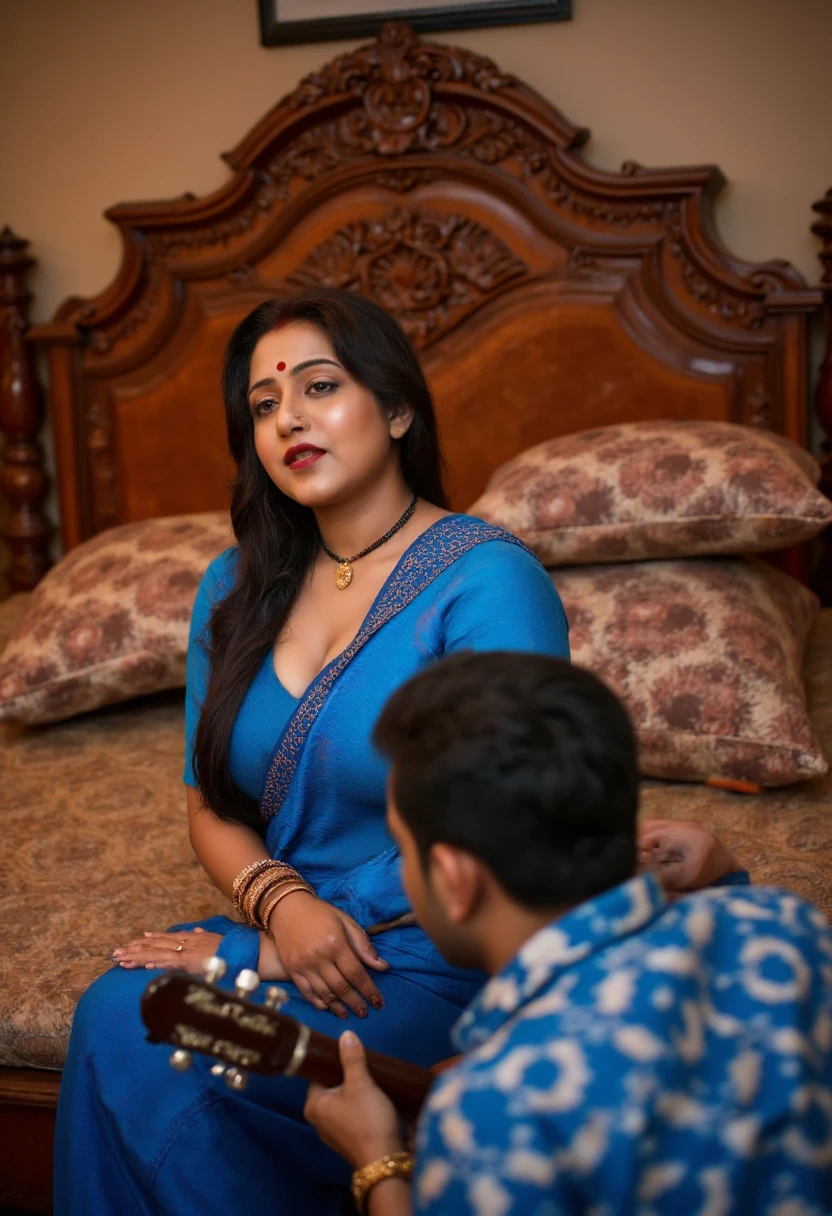 Day scene, full body photo of a plus sized 45 year old indian with a man from top view, (Masterpiece, Best Quality, High Resolution), office Background, (cum Splash on her breasts and nipples, cum Splash on her face, Splash of cum, cum Splash on her blouse, cum Splash on her eys), Sweet 25 year old South indian women sitting on her knees in a crowded party hall with a man, hour glass body red lips, silver colour silky gown, lightly makeup,ultra realistic, realistic, look at viewer (cinematic:1.3), intricate details,