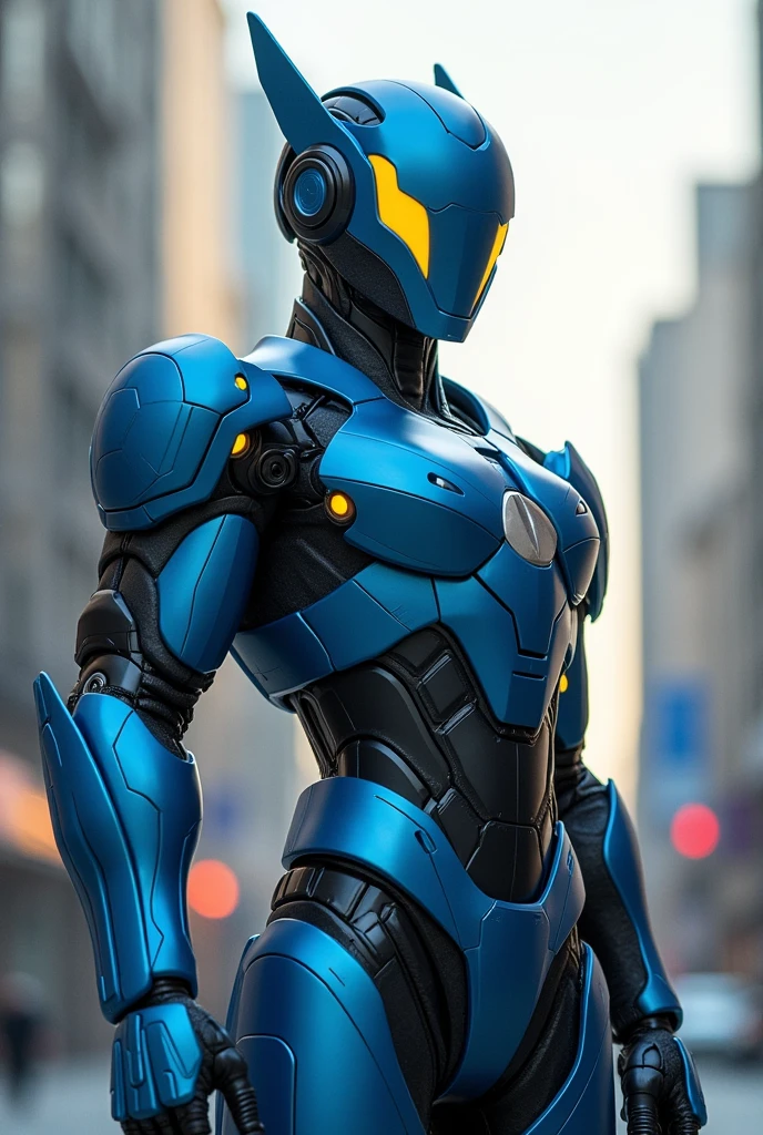 Female Robocop Solo、Bright outdoors、strong light source、8k, high quality, masterpiece, 最high quality, Crisp contrast、Very detailed、Full body armor、Very large armor、Helmet covering the head、Clear photos、The eyes are hidden by thin, translucent straight goggles.:1.3、The lower half of the face is raw々Shii:1.5、The lower half of the face is exposed、Seductive lips、Light blue and black metallic armor、Black accent color、Armor that completely covers the chest、Long, slender legs、Vibrant Posselo Body View,Big and ample breasts:1.5, (Sports Body:1.5)、Five Fingers、Hold a handgun、In the city