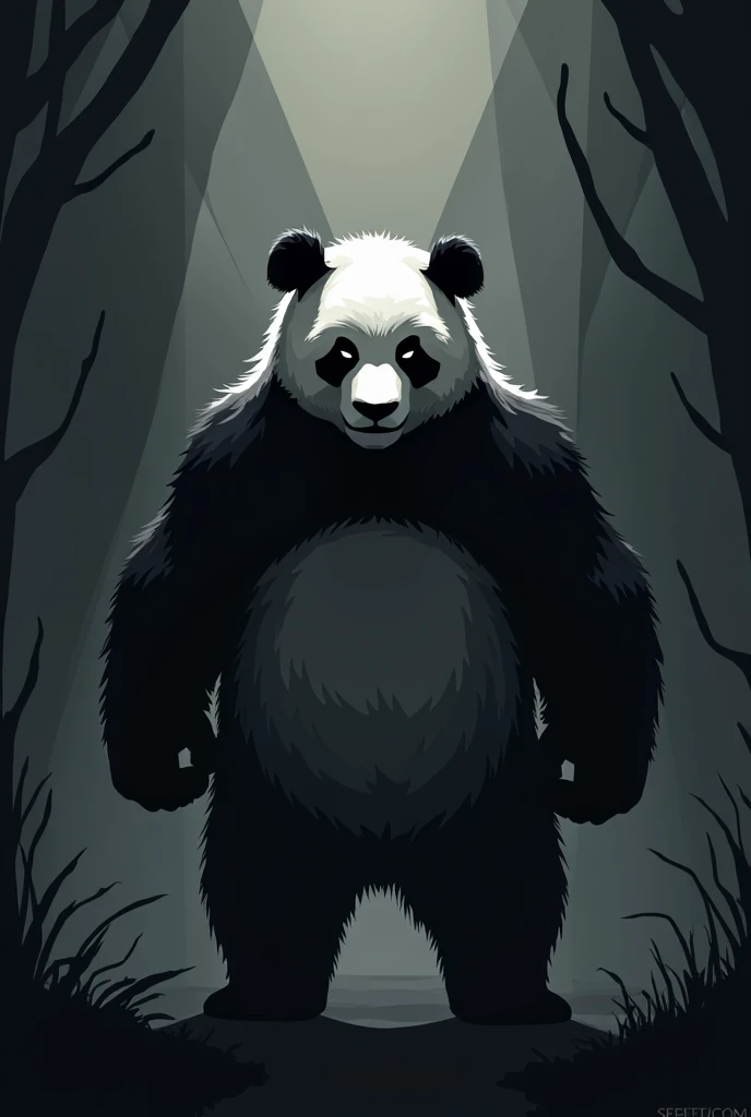Loish/Stephen Gammell/cuphead art style, vector, logo design, full body illustration of an Anthropomorphic drawing of a Panda Man in silhouette::1.0 wearing a skull mask, wearing hip hop hammers and diamonds apparel, model pose, background fashion runway, minimalistic design, rtx, UHD, cell shading, 32k, ray tracing, well defined, cartoon, realistic, drawing, unreal engine 5, octane render, shaders, 3d