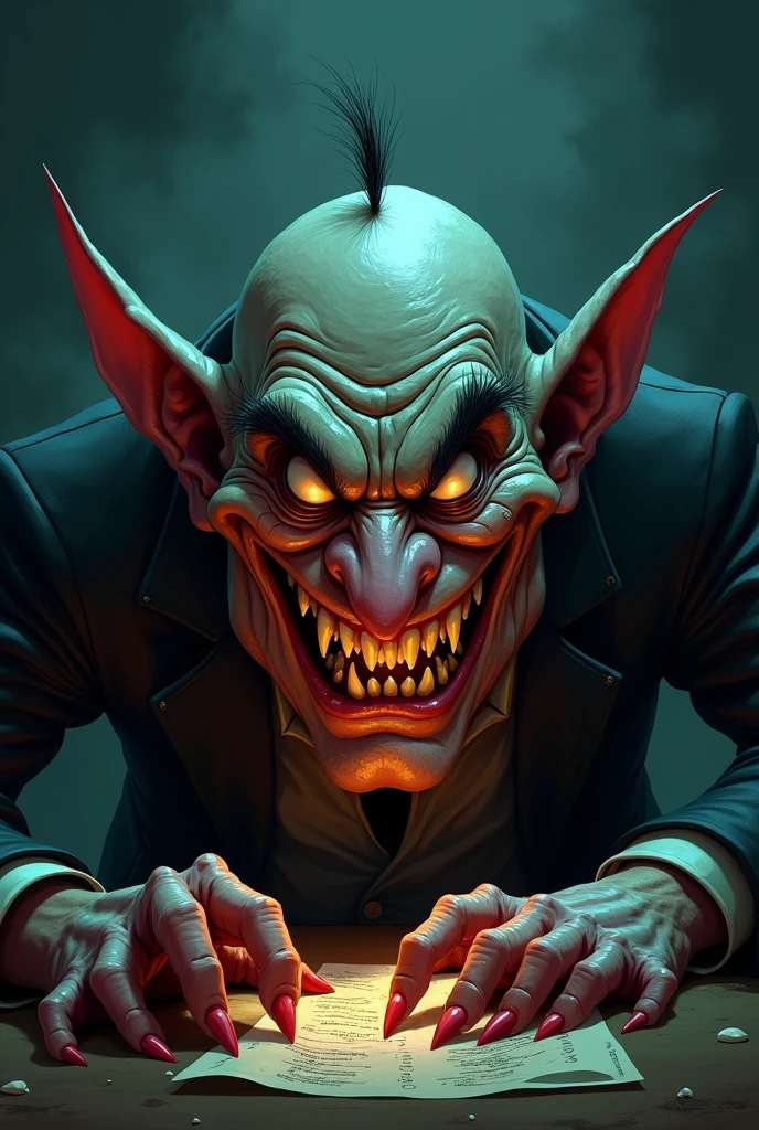 Make me a devious and diabolical emoji and add a caption saying im gonna bust on derune
