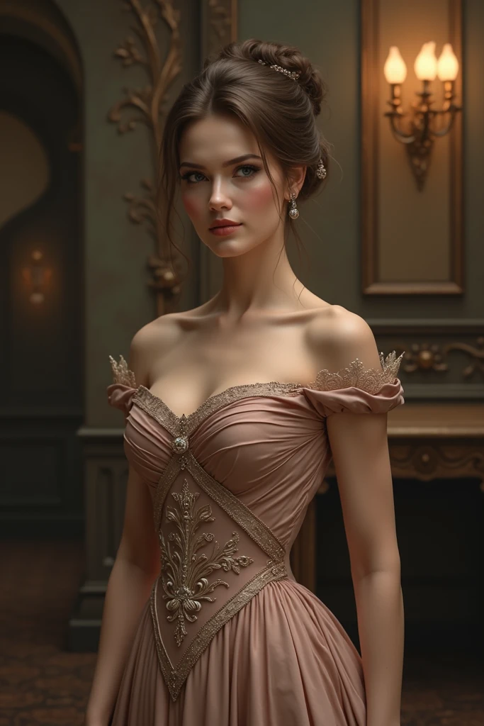 Noble, noble, woman, Evening dress, beautiful , European, steam punk, no gears