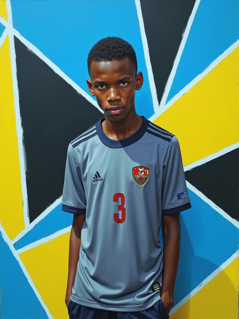 Make a Minecraft profile photo of a dark-skinned boy wearing a Flamengo shirt, black hair