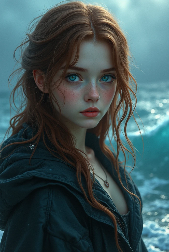 "Create a masterpiece of photography by Actress Emma Stone, poured blue, art with ultra high resolution and photorealistic quality(1.4). Presenting a girl in a cold, unobtrusive lighting, wearing clothes off her shoulders against a backdrop of the Terris clouds visible in the deep, dark shadows."