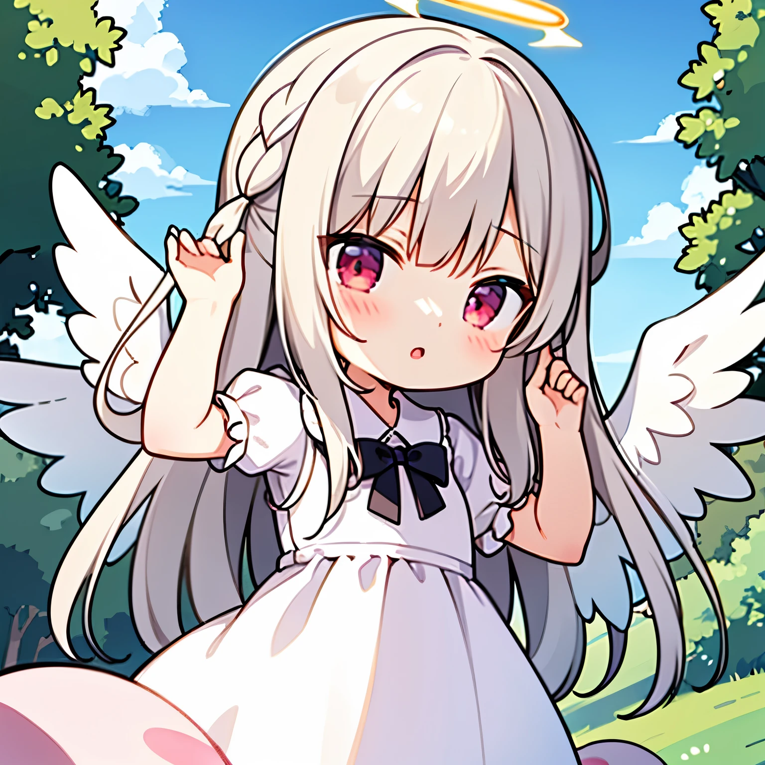 NSFW, (masterpiece, top quality, best quality, highly detailed:1.6), anatomically correct, (full body), wide shot, long shot, (Knee rubbing:3), (leaning forward, Hold the crotch area over the clothes:2.5), (standing:2), (((clutching crotch))), (woman standing in the forest, outdoor), (Roman Angel Costume,halo, Extremely wet with pee:2.5),strong facial expression, (sharp eye:1.2), (scowl:1.1), (embarrassed,blush:2.3), (steam:2.9), (Breathe heavily:2.9), (Wet:1.1), (sweat:1.1), (trembling:1.3), (open mouth, wavy mouth:1.7), (clenched teeth:2.3), (Drooling from the mouth:1.9), (closed eyes:2.5), (tears:2.9), (feeling weak:1.5),(bravery crying, sobbing:1.5), (shoot from front:1.2), (bare feet, sandals:2.8), (long hair, Silver hair, extra long hair:2.2), (woman trembling with sexual climax:1.5), colorful, perfect composition, (Touching the crotch:1.7), urination, incontinence, piss, peeing self, A lot of pee, (((pee stream))), (pee puddle), Wetting herself, peeing, blush, trembling, embarrassed, large breasts, Yellow pee, ((leaking pee)), Shaking one's shoulders, Breaking a sweat on forehead, pee spreading on the ground, (Pee stains), Full bladder, ((Pee-soaked skirt)), natural makeup,Pee dripping from skirt,((skirt with big urine stains)),(Widespread urine stains,skirt covered in urine),(skirt is almost wet with urine),