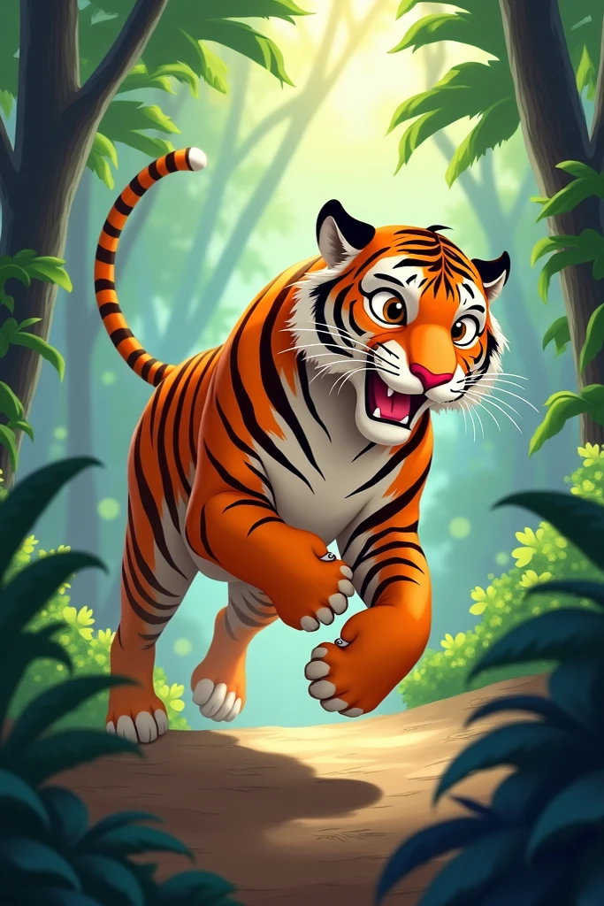 a Beautiful Tiger (Full Body) roaming in the Zoo