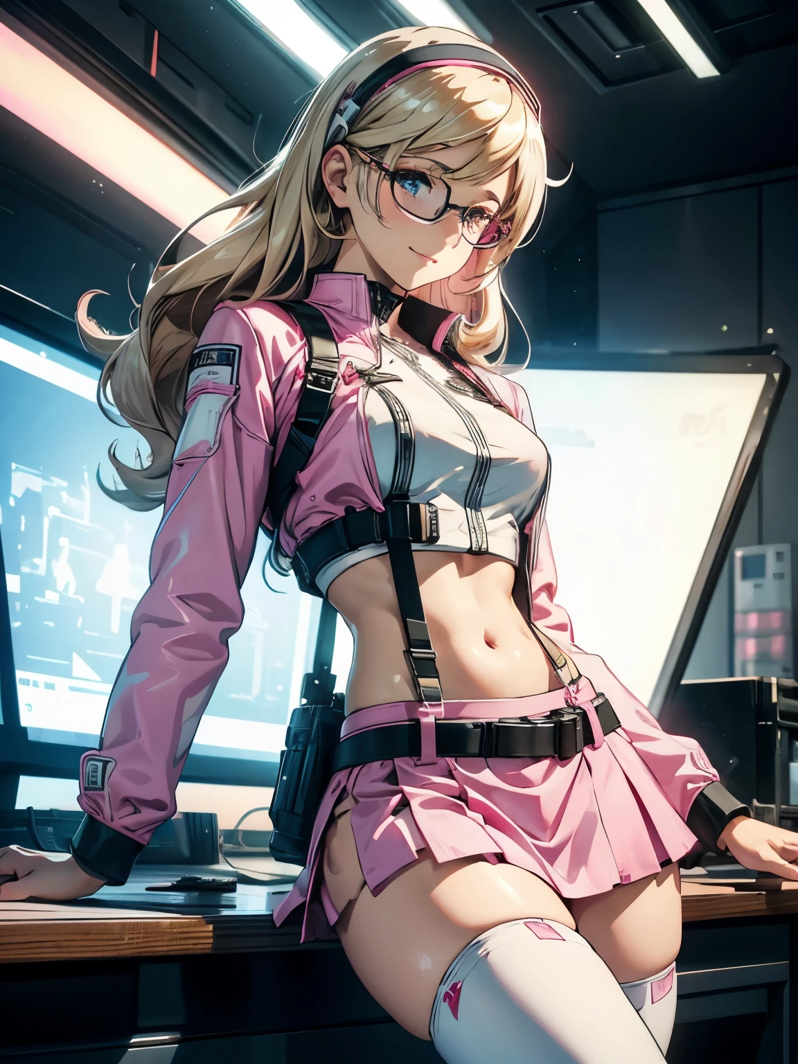 (Masutepiece:1.3), High resolution, Ultra-detallado, los fondos de pantalla CG Unity 8K extremadamente detallados, realista, Fotorrealista, Foto RAW, Hermosa cara detallada, Pale skin, Piel realista y brillante, Textura detallada de la tela, Textura detallada del cabello, cuerpo perfecto, Cara hermosa, preciso, Anatomically correct, Highly Detailed Face and Skin Texture, Longitud natural del cuello, (hermosa piel de aire de mano:1.2), piernas delgadas, Pies delgados, QUEBRAR, ojos detallados, symmetrical eye, ojos marrones claros, double eyelids, cejas finas, (labios brillantes:1.4), (sonriendo suavemente:1.2), QUEBRAR, Cuerpo de combate Cyborashin、armas por todo el cuerpo、Frontal、Auriculares conectados a una gran cantidad de electrodos、((Traje rosa))、((ajustado))、NFFSW、En mantenimiento、Un cabello oscuro、brown hair、Cabello plateado、una rubia、pelo azul、ojos azules、red eye mechanical joint:1.4)、((Machine extremitielood vessels connected to countless tubes)、((Vertebrae of a machine attached to the back))、((Mechanical cervical spine)adherido al cuello) (senos medianamente grandes, Figura esbelta, ABS firme, senos firmes:1.1), beautiful collarbone, (cabello rubio, cabello ondulado, Cabello largo:1.2), ((asymmetrical bangs:1.2)), (Disparo de vaquero:1.2),