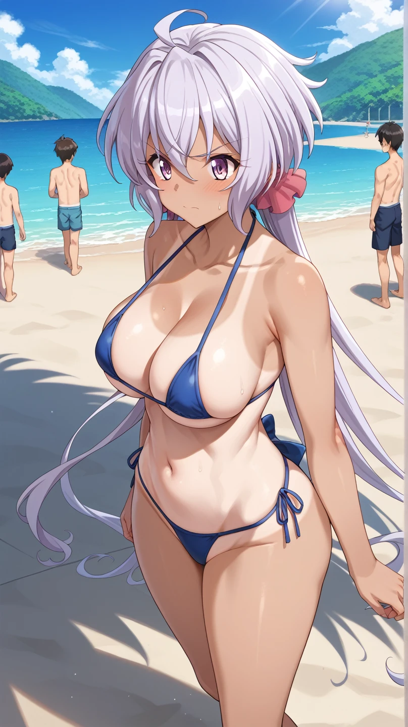     score_9,         score_8_up,         score_7_up,         score_6_up,         score_5_up,         score_4_up,  source_Anime, tag1,  tag2,   最     High Quality    ,         High Quality  ,         Details,   （（     Senki Zesshou Symphogear  ,Yukinechris 1     :5）） ,Beach、   Big Breasts, Frowning,    very long hair,  rose twin tail,   micro bikini ,8k,    kampala   ,  strong ,    Professional Quality   ,      Perfect contrast    , 1 personの女の子, 1 person,      light purple hair ,  Full light,         anatomically accurate   , Big Breasts,         wide hips  ,         huge ass     ,  官能的なwoman, woman, Maternal,   shy, bikini tanline 、　The height is smaller、Petite、　 arm-crossed　　　 boys、　Sneaking up　 high angle　telephoto lens screen　 boysが撮影する　Group
