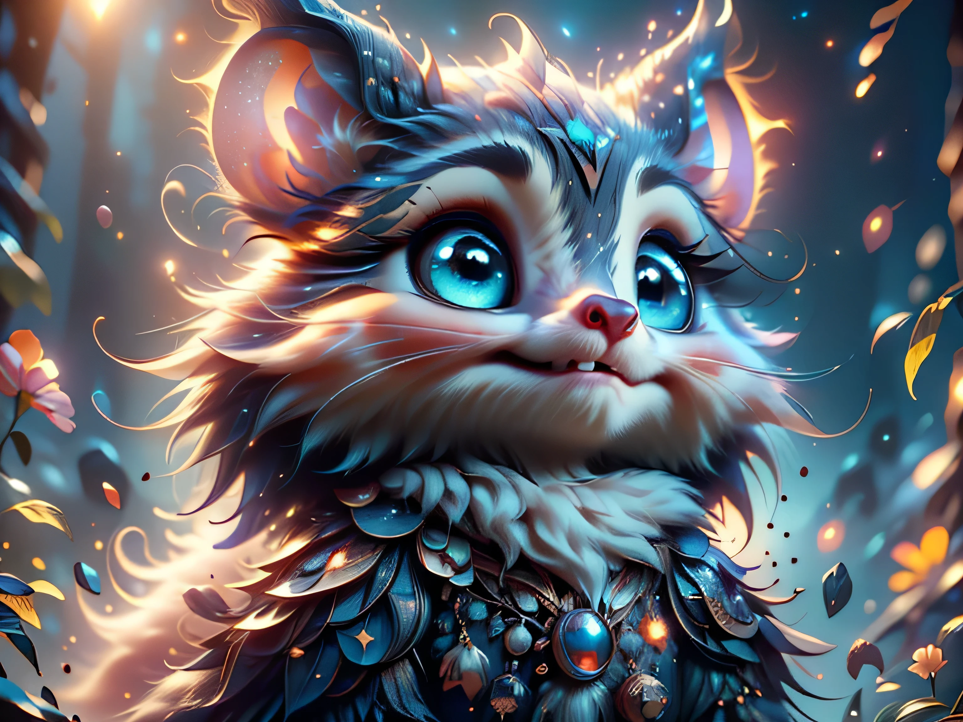 Magical Fantasy Creature, (Best Quality, Masterpiece, Representative Work, Official Art, Professional, Super Detailed, 8k:1.3), (Photorealism:1.2) Super Cute, Big Eyes, Soft, Soft Nose, Fluffy, Two-Toothed Smile, Bat Mouse, Realistic, Beautiful, Stars in Eyes, Soft Volumetric Light, (Backlight:1.3), (Cinematic:1.2), Intricate Details, (ArtStation:1.3), --auto --s2