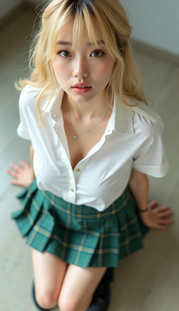 A beautiful sensual curvy blonde tween wearing a s penny peterson, ((best quality)), ((masterpiece)), (detailed), perfect face, classroom, slender *** kid girl, (((sitting))), (((legs open, knees bending))), black tie, dark blue shirt, long sleeves,, (((dark grey pleated skirt))), (((white panties))), (((upskirt peak))), skinny thighs, skinny waist, ((shy surprised:1.2)), long hair,blonde hair, blue eyes, hairband, pretty, pretty lighting, 8k, octane render, detailed, detailed background, 35mm, realistic, photorealistic, perfect face, cherry blossoms barrettes in hair, freckles, ((American face)), American, ((Billie Eillish))