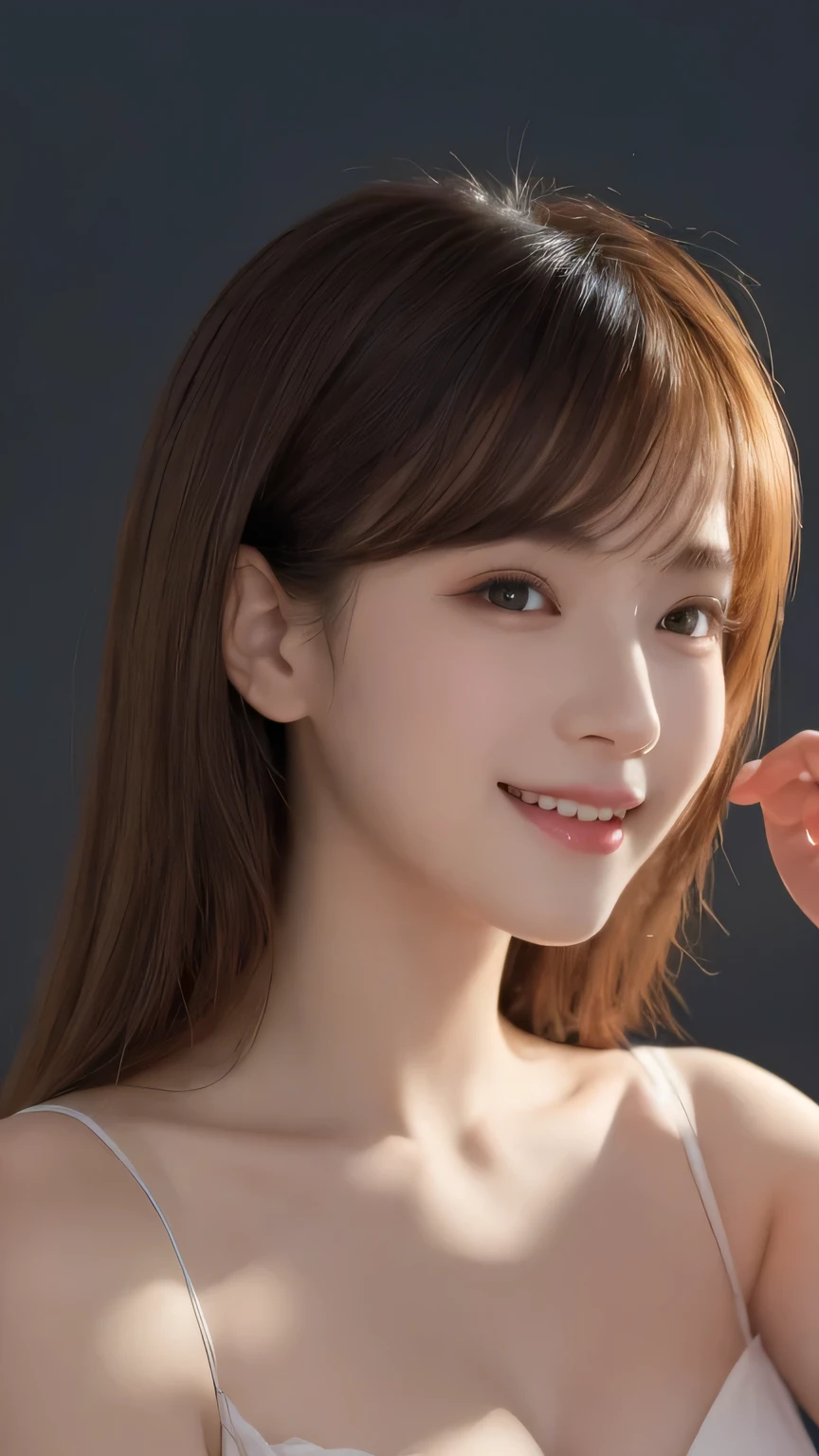 Araffe asian woman with long brown hair holding a pink object - SeaArt AI