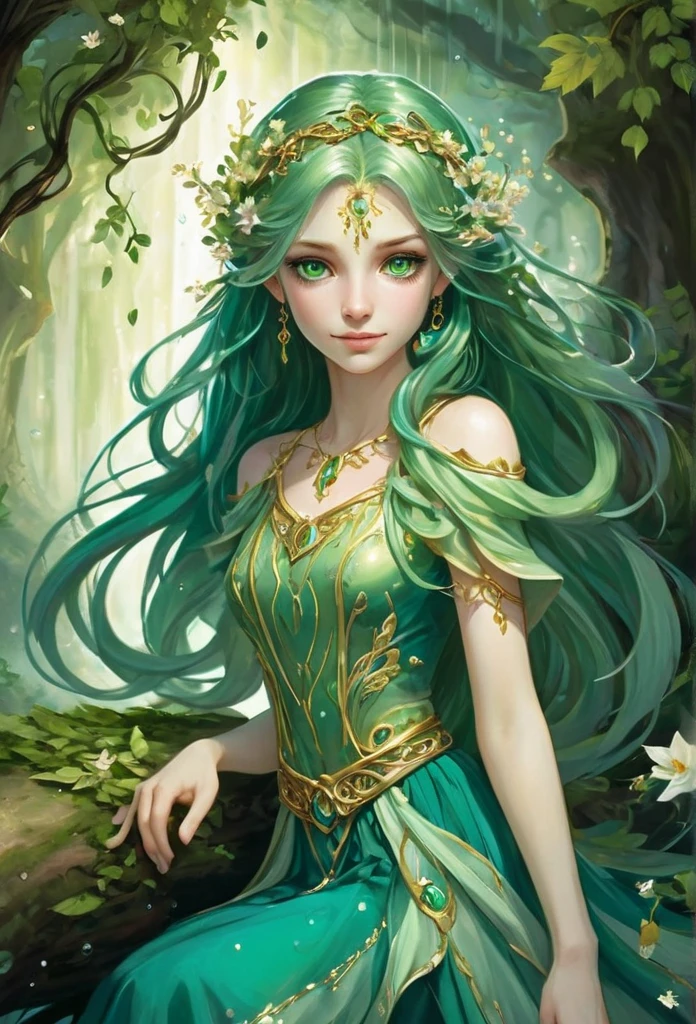 Anime line art
Name: Elysia Darkthrone
Race: Fey
Appearance:
Hair: Long, flowing hair that sparkles like liquid gold under moonlight, adorned with small flower petals and leaves woven into her locks.

Eyes: Large, luminous teal eyes that reflect her playful innocence and a hint of mischief.

Skin: Soft, pale skin with a faint iridescent glow, giving her an otherworldly, youthful appearance.

Clothing: A light, flowing dress in shades of green and gold, resembling nature’s harmony. The fabric looks ethereal, almost like it’s made of leaves and sunlight. She wears a sash around her waist decorated with motifs of vines, stars, and crescent moons.

Wings: Transparent butterfly-like wings with hues of gold and teal, sparkling with tiny flecks of light.

Accessories: A small circlet of flowers and vines sits delicately on her head. She carries an intricately carved ocarina, tied with a ribbon.


Pose: Playful and carefree, sitting on a tree branch or near the Fountain of Youth, playing her ocarina with an innocent smile.

Setting: The Fountain of Youth, surrounded by lush, glowing plants, cascading water, and shimmering magical light.



