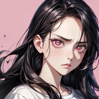 masterpiece, highres, screen shot, best quality, 1girl, (scar on left eye), white cropped jacket, highly detailed, rule of thirds, jewelry, long hair, bangs, hair between eyes