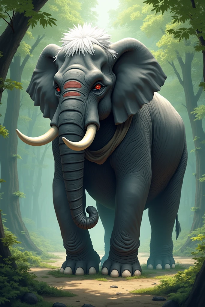 black elephant, solo, scary elephant, elephant, big, long fangs, red eyes, night, dark,horror