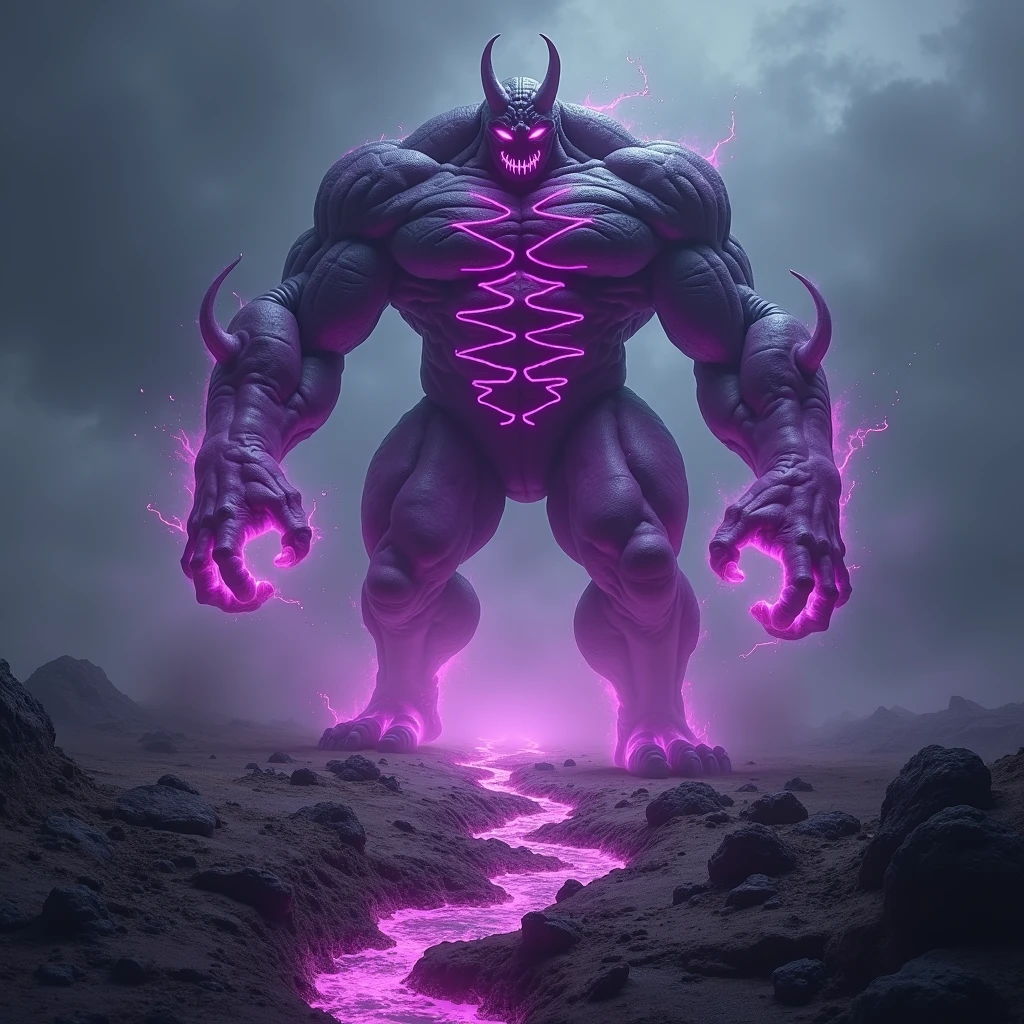 20 sides Dice golem no face no human features magic purple bulk floating head artifact no neck stone mechanic articulated magic symbols club hands no feet