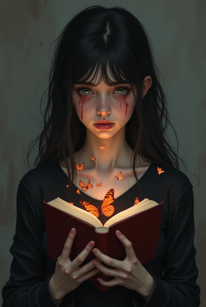 girl reading one book, (Reading a book: 1.5), (Realistic book shape: 1.5), natural book form, one book, (5fingers in total: 1.2), 5fingers, complete 5fingers, natural 5fingers, Natural nail shape, (natural nails: 1.2),