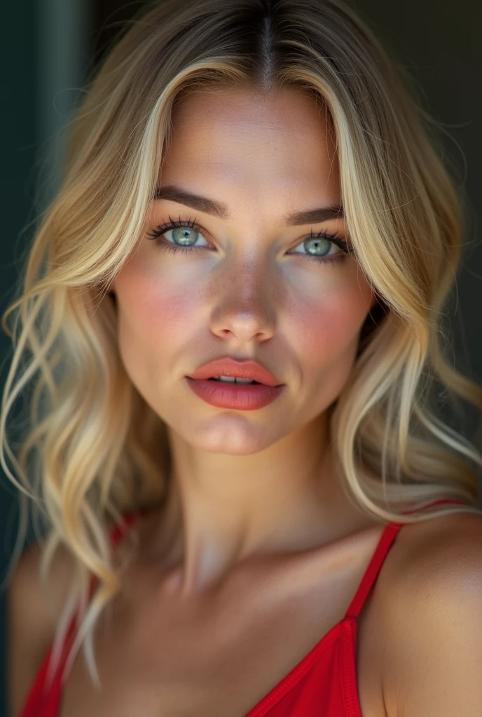 cleavage blonde hair big green eyes forehead is slightly arched, giving my face a distinctive shape. It flows seamlessly into my high, defined eyebrows. The bridge of my nose is straight and symmetrical, leading up to a pointed tip. My nostrils are small and delicate, adding character without being overwhelming. My cheekbones are prominent, highlighting my large, round eyes even further. My jawline is strong and defined, giving my face a masculine edge despite its feminine features. My neck is long and graceful, flowing effortlessly into my shoulders. Russian women big pumped lips red lipstick super big fake lips super size lips 45 Russian silicon face model, I have naturally developed some fine lines and wrinkles around my forehead. These imperfections only serve to make me appear more human and relatable. They give my face character and depth, contrasting beautifully against my otherwise flawless complexion tiny micro bikini 