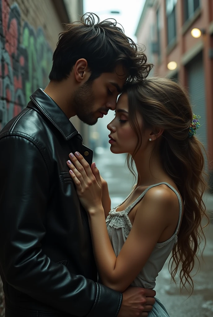 (couple of lovers)+, Man hugging woman, caucasian man, beautiful man in suite, tall big muscle man, low skinny woman, woman in blouse and skirt, brunette woman, wide window, night city, (gloomy man)+++, (sad woman)+++, very beautiful, highest quality, skin texture, 8k, hard shadows, perfectionism, RAW photo, masterpiece, photorealistic, best quality, intricate details, 8k, hard shadows, volumetric lighting, sharp focus, ultra detailed, 4k, uhd, sharp lens, depth of field, absurdres, diamond dust bokeh, natural wonder, epic, perfect, elegant, expressive, nice looking, Horridthreed <lora:difConsistency_detail:0.45> <lora:frowning1.1_:0.5> <lora:Hor3d:0.2>