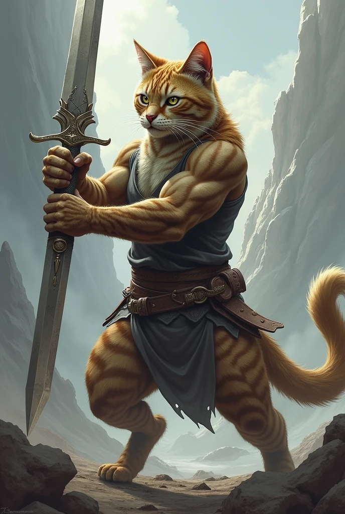 Cat warrior with a big sword