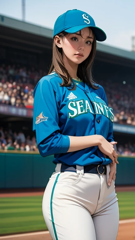  The pitcher pitches 、Tall、  and there's a very beautiful woman in a Seattle Mariners uniform,Yokohama Stadium、Pitching、