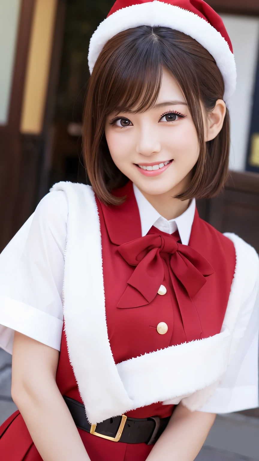 (8K、Raw photography、top-quality、​masterpiece:1.2)、(realisitic、Photorealsitic:1.37)、ultra-detailliert、
1 beauty、18year old、独奏、Beautiful detailed sky、Detailed Cafe、natta、sitting on、date、(blush of the nose)、(A smile:1.1)、(Mouth closed)、Soft udder、seducting smile、Reflection in a glass-walled building、Block tile ground、Daytime in clear weather、profetional lighting、Sony A7R4、Zessie 50mm f1.8、
Beautiful Detail Eye、(shirt with collar:1.1)、Ribbon Ties、pleatedskirt、(short-hair:1.2)、Floating hair、Schools、Slender woman、Drawing the whole body、Semi-long hair、Dancing、