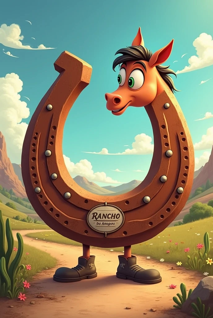 Horse a horseshoe named after the logo Rancho dos Amigos