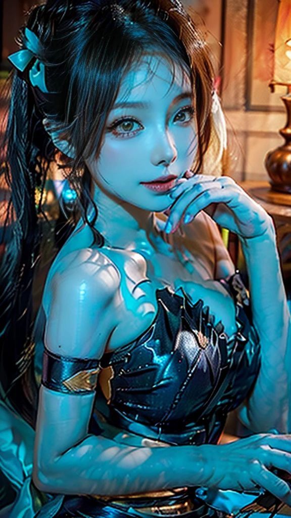 Ganyu / Genshin Impact
ai, aiart, aiartcomm, aiartist, aiartwork, aigeneration, aiphotography, aisexy, aiwoman, algorithm, algorithmart, artoftheday, beautifulwomen, chracterdesign, dailyart, digitalart, digitalartist, generativeart, gorgeous, hot, hotmodel, (((sitting, upper body,looking at viewer, large breasts,smile))),((perfect female figure,blue hair,gloves)),(ulzzang-6500:0.7), \n1girl, ahoge, architecture, bangs, bare shoulders, beautiful girl , beautiful lighting, bell, best quality, black gloves, black pantyhose, blush, breasts, caustics, chinese knot, depth of field,detached sleeves, dramatic, east asian architecture,flower knot, ganyu \\(genshin impact\\), high detail,horns, intricate, kpop idol,long hair,  neck bell, night, outdoors, pantyhose, perfect artwork, purple eyes, real life, reflection,sharp focus, sidelocks, solo, subsurface scattering, tassel, ultra realistic 8k CG, unparalleled masterpiece, warframe,white sleeves,\n
