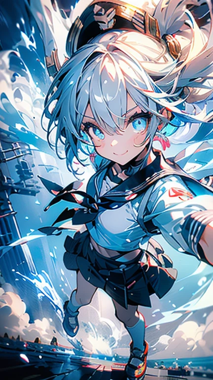 SFW, Female, Masterpiece, Very Detailed, Ultra Detailed, Best Quality, Highest Quality, 1girl, Solo, Gawr Gura, Bright Blue Eyes, (Blue Highlights in Hair), (Blush), Perfect Eyes, Perfect Face, Blue Hoodie, Short Shorts, Bedroom Setting