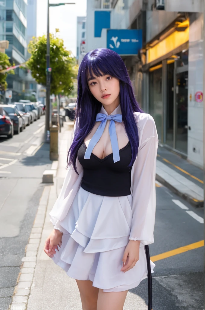 (masterpiece),best quality, frederica bernkastel,dress,  tail bow, cat tail, bowtie, purple eyes, purple hair,mary janes,  socks,  blank eyes, empty eyes,  (raining day:1.2), cloud, street, sidewalk, wet clothes, photorealistic, ((16k photography)), detailed face, ((Best Quality, Masterpiece: 1.3)), Sharp Focus: 1.2, A Beautiful Woman with Perfect Figure: 1.4, Slim Abs: 1.2, (Layered Hairstyle,: 1.2)), Rain: 1.3, Street: 1.2, Wet Body: 1.1, Highly Detailed Face and Skin Texture, Detailed Eyes, Double Eyelids, Big Breasts, Smile, irene1, CGI photography hyper realistic
