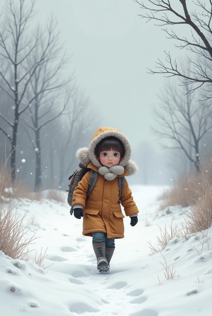 A cold boy wearing a sweater walks around.