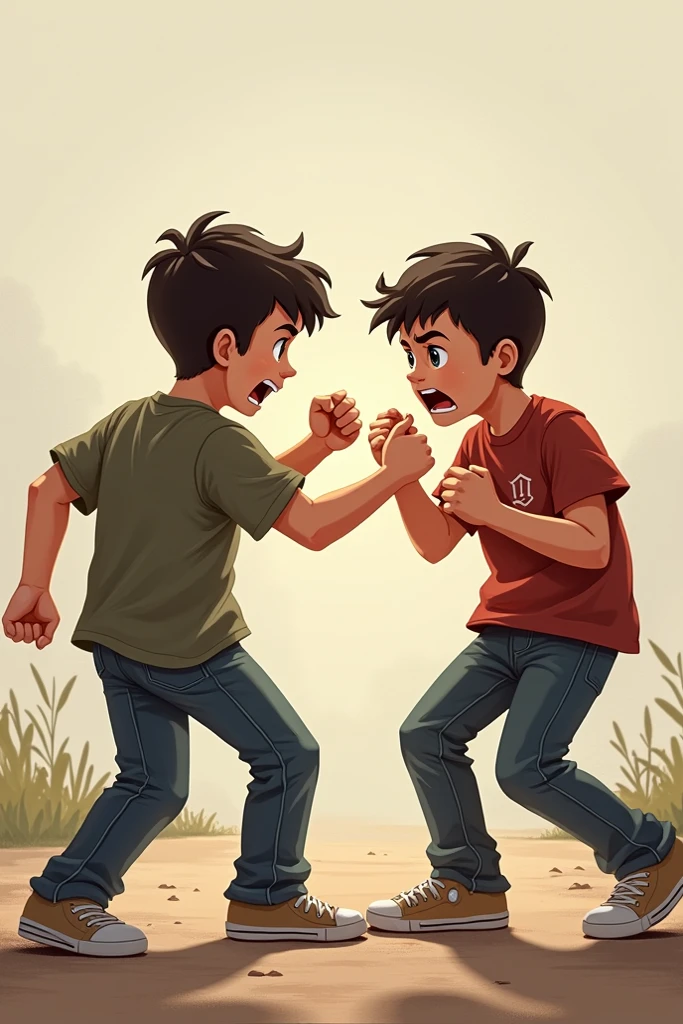 Create an image of a child fighting with another child