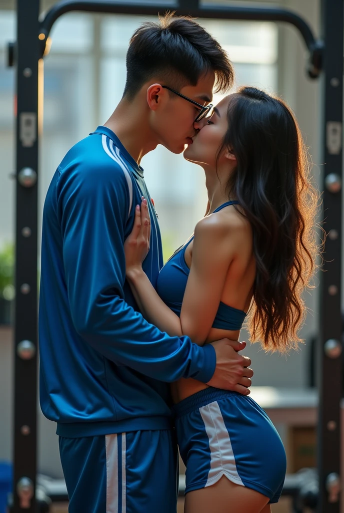 1 male, 1 female, (male model hugging female model, hugging chest and buttocks kissing neck: 1.2, female model sticking out her tongue, intimate relationship: 1.2), Araf woman in pink top and jeans and handsome male model, Korean female fashion model, photo of slim girl model, wearing tight simple clothes, thin waist and thick buttocks: 1.1, gorgeous young Korean woman wearing sexy cropped top in crop top with crop top, Korean girl, casual clothing style, 2 4 year old female model, Beautiful Korean Woman, HD, 16k, Realistic, Small Round Face: 1.0, Realistic Perfect Face and Skin, Detailed Beautiful Glasses, Double Eyelids, Long Eyelashes, Swollen Eyes, Realistic Face and Eyes, Facial Light, Super Detailed Facial Details, Lip Gloss, Blush: 1.0, Brand Open Crop Top (Pink, Open V-Neck, Super Realistic Detailed Clothes: 0.8, Huge Boobs: 1.5, Perfect Breasts and Nipple Bulge: 1.5), High-end brand skinny jeans ((super realistic detailed jeans: 0.6)), perfect big boobs, perfect breasts, perfect waist, perfect buttocks, (enchanting, beautiful, sexy: 1.0), (round calves: 1.2), (white and tender toes: 1.2, wearing high-end designer crystal sandals (stiletto heels: 0.5)), realistic and stylish shawl hair, shoulder length: 1.0, smiling teeth: 1.0, handsome male model: 1.0, private shooting, private shooting, Background ((super luxurious yacht, green venue, buffet table, swimming pool, poolside umbrellas and beach chairs)), dating a male model: 1.2, beautiful dance: 1.5, autofocus: 1.2, variety of poses, full body shot: 1.5