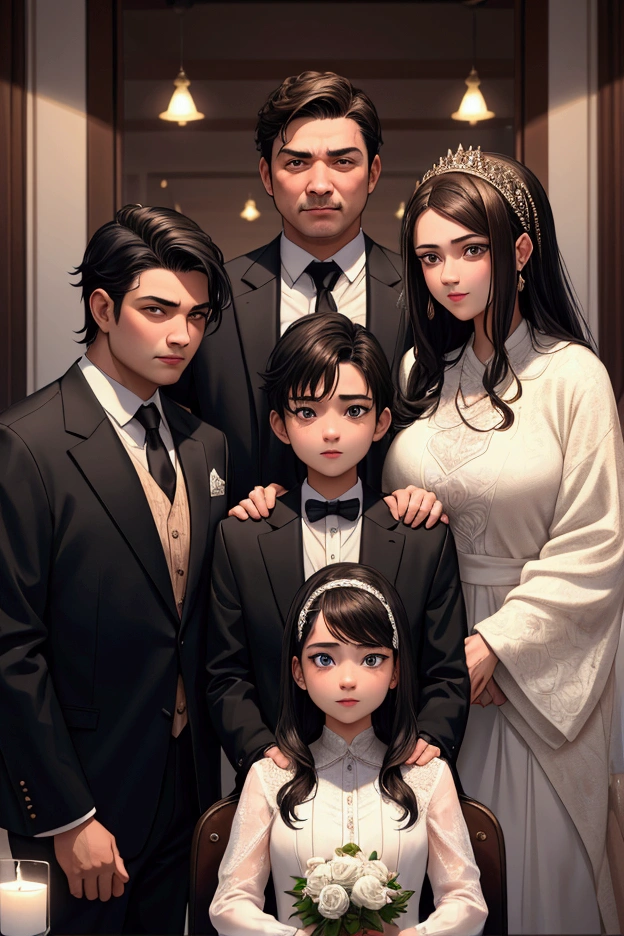 family, royal, elegant, good looking, s, detailed, 4k, mom and dad, detailed eyes, pretty hair, handsome man, gorgeous woman, fine mom, hot dad, hot parents, mom with black hair, mom pregnant, man looking at woman with love, man hugging woman