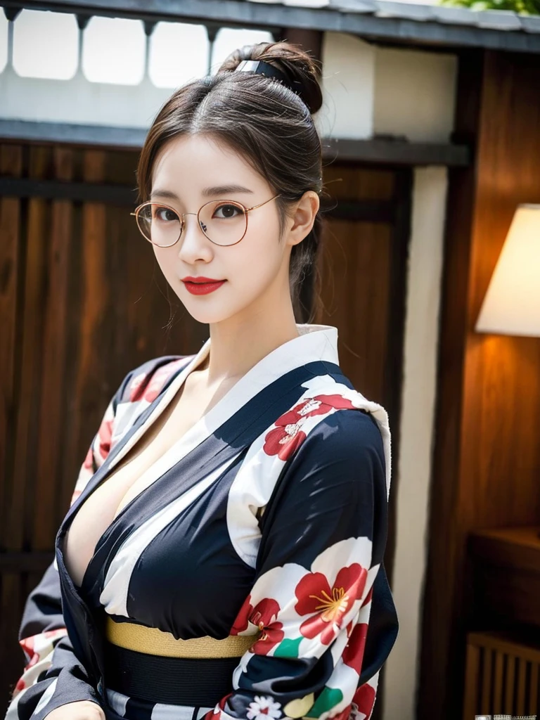 (A super cute Korean aunt wearing inverted triangle glasses for sexy SM queens is standing in a kimono:1.3)(Grinning:1.1)( sweaty skin:1.2)(16k,  RAW Photos,  best quality, masterpiece: 1.2),(艶やかな sweaty skin:1.3)  super detailed,  ultra-resolution, (Genuine, Genuine photos: 1.37), Portraiture,  high-resolution RAW color photo ,  professional photos,  very detailed, 8k wallpaper,  very detailed CG Unity 8k wallpaper,  very detailed beautiful girls,  very detailed faces, ((whole body)), beautiful woman,  huge breasts,(huge boobs:1.1) ( big boobs:1.1), Beautiful college student (Sexy long-sleeved kimono),Yukata, Korean,(milf), (Beautiful mature)(Beautiful office lady:1.1)(Midnight Mountain Fireworks Festival:1.2)(51 years old)gal,Gal,Heavy makeup(Sweaty skin:1.2)(Shiny tied ponytail hair)(from side)Luxury Necklace,Furisode,Yukata, kimono(NSFW)beautiful legs