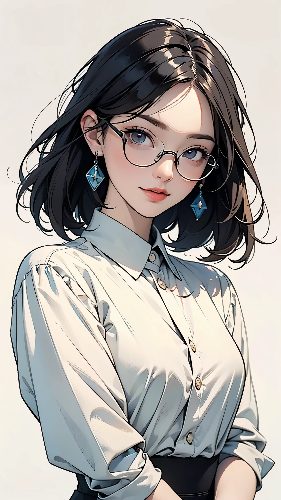 (((whole body:1.5)))、((One Woman))、((alone))、office lady,suit,pantyhose,short hair, Messy Hair, Semi-rimless eyewear,(looking at the camera)、 (from the front)、 (Soft Light)、(Soft Shading)、 (pastel colour)、(ink)、(Sketch Style)、(Bright)、(Sargent-style watercolor)、(Edmund Leighton Style)、((White Background))、((Blank Background))、(Highest quality、masterpiece)、(Concept Art)、(Avatar)、(icon)、