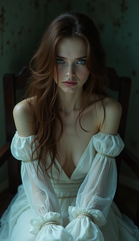 meeting with the mechanical elves overlords (([red|black] hair)), long hair, white formfitting wet cotton dress, drenched fabric, nipples bump see-through,  melancholic gaze at viewer,  (soothing tones:1.0), (hdr:1.25), (artstation:1.2), dramatic, (intricate details:1.14), (hyperrealistic 3d render:1.16), (filmic:0.55), (rutkowski:1.1), (faded:1.3)