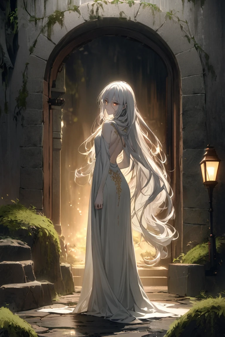 (masterpiece, high quality, High detail, 4K, RTTX 10.0, High resolution:1.2),Angel、天空から地上を見下ろすAngel、Back view、whole body、Looks lonely somewhere、Melancholy