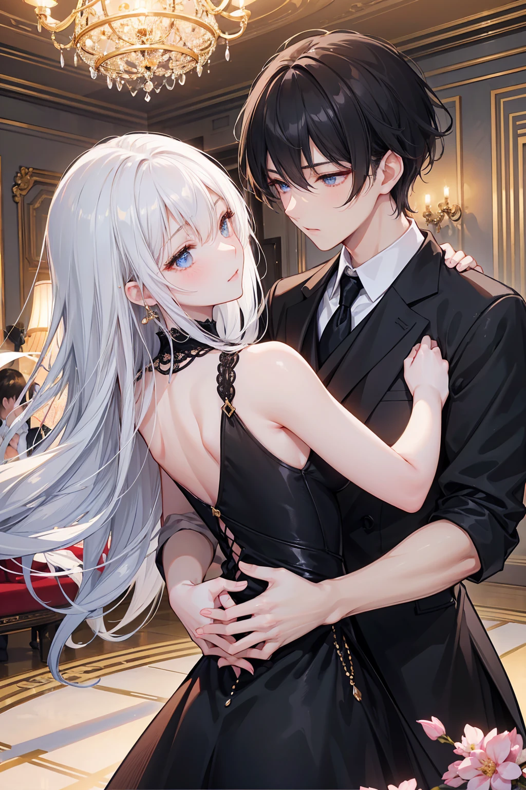 Anime: A captivating scene of a Hot Girl and a Handsome Boy, both transforming into Wolf Girls and Wolf Boys respectively, under the enchanting moonlight. Their exquisite facial features were enhanced by the soft glow, three-dimensional and perfect.
Hot Girl: Her delicate features were accentuated as her eyes turned wolfish, her hair growing long and wild. She was beautifully covered in a thin layer of blood, giving an eerie allure. In the mirror picture, her reflection shimmered, revealing her sharp and elongated canines.
Handsome Boy: Transformed, he became a wolf boy, his handsome facenow sporting a handsome snout. His six