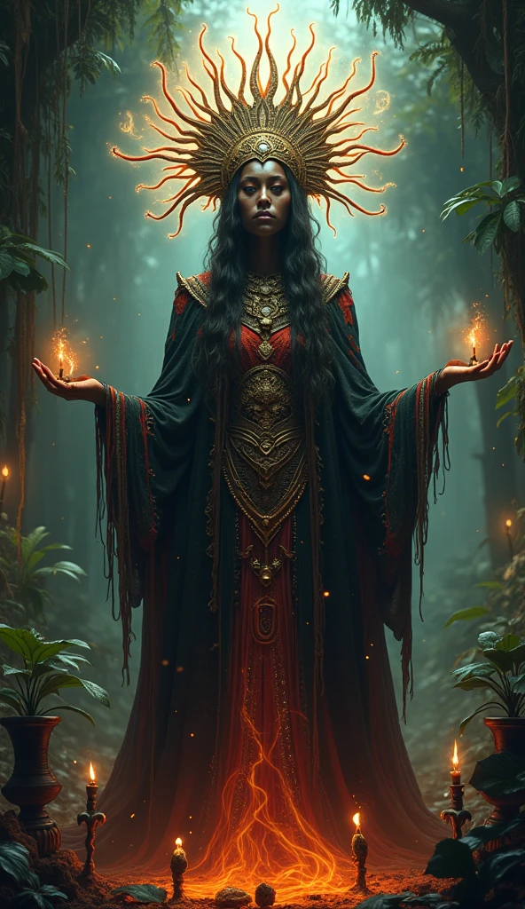 (fire girl, FireFull:1.2), fire magician, flames, fire spell, (magic in hand)), ((fire in hands)), (burning body), portrait, (standing), happy smiling,(laughing:0.7), (fire:1.2), red eyes, red lips, Chinese dress, Chinese dragon, (horror terror landscape), bonfire, cauldron, candles, Graphite Gray(lanterns), sharp focus, (moonligh, bright full moon):1.2, (glowing lights), (burning torches), (bats:1.2) in the (bright sky), magic fantasy, fire explosions, Fluorescent Pink clothes, leaf earrings, (vampire gothic theme atmosphere), (old creepy mansion:1.2), spectral visions, spooky, Oxford Brown (glowing flowers:1.2), crypt, graveyard tombs crosses, ritual, iridiscent lights, (very detailed), (medium shot):1.2, best quality, cinematic lights, backlight, shadows, vibrant colors, high contrast, hdr, reflections, <lora:Detail Tweaker LoRA add_detail:0.7> <lora:depth_of_field_slider_v1:5> <lora:SDXLrender_v2.0:0.9> <lora:FireElement_concept:0.5><lora:RPGFireElemental:0.2> <lora:Chinese Dragon Girl - v1.0:1>