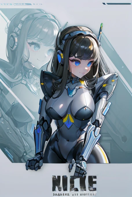 (masterpiece),(Highest quality),(Super detailed),(Best illustrations),(Best Shadow),(Absurd),(Detailed Background),(so beautiful), 16K, 8K, 4K,(Best Shadow),robotization,woman ,big bust,Robot Joint ,Metal skin,Black robot Suit,long hair,a black robot suit that covers the whole body,robot hand,cyber bodysuit,mecha head,(Detailed hands and fingers:1.2),Ball joint robot body,doll joint,beautiful face,beautiful robot girl,robotic eye,robotic hands,(no more human skin),android girl,cyborg girl,F cup, sexy body,(machine made joints:1.2),(machanical limbs:1.1),(blood vessels connected to tubes),(mechanical vertebra attaching to back),(mechanical cervial attaching to neck),no messy picture style,no emotion,tech control,black robot suit,maintenance,smile