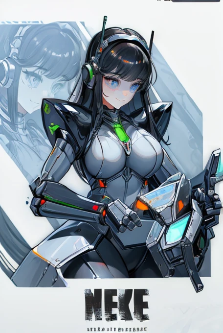 (masterpiece),(Highest quality),(Super detailed),(Best illustrations),(Best Shadow),(Absurd),(Detailed Background),(so beautiful), 16K, 8K, 4K,(Best Shadow),robotization,woman ,big bust,Robot Joint ,Metal skin,Black robot Suit,long hair,a black robot suit that covers the whole body,robot hand,cyber bodysuit,mecha head,(Detailed hands and fingers:1.2),Ball joint robot body,doll joint,beautiful face,beautiful robot girl,robotic eye,robotic hands,(no more human skin),android girl,cyborg girl,F cup, sexy body,(machine made joints:1.2),(machanical limbs:1.1),(blood vessels connected to tubes),(mechanical vertebra attaching to back),(mechanical cervial attaching to neck),no messy picture style,no emotion,tech control,black robot suit,maintenance,smile