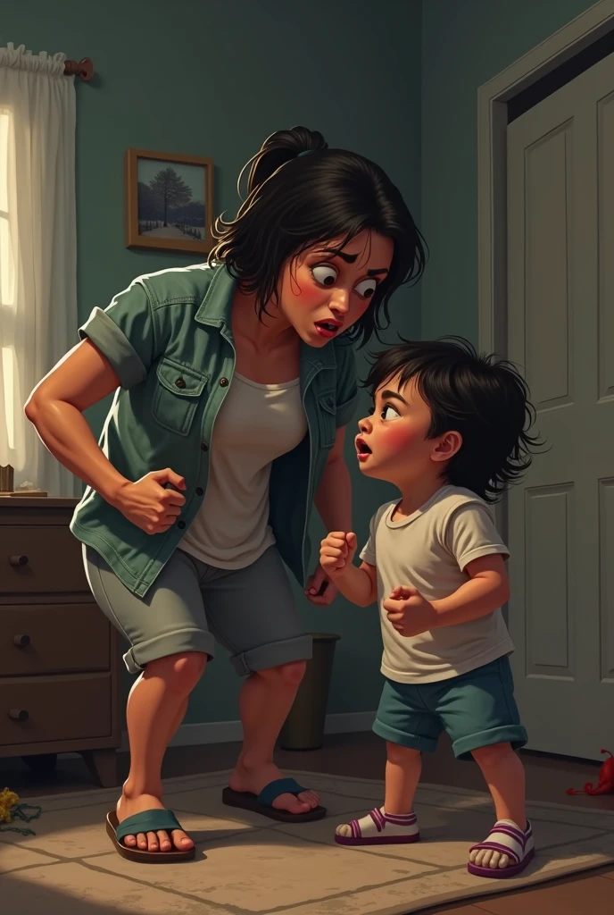 Angry mother tells son that he has to take care of his younger brother