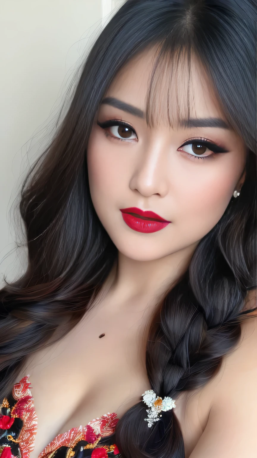 Boa Hanckcook, CG 8k ultra-realista, beautiful woman, seductive eyes, make-up, red lips, casual clothes 