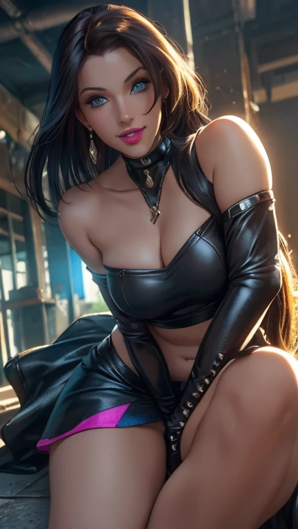 There is lost coliseum there female lionessin seductive pose, she have ebony colour skin beautiful yellow cat eyes dark gold eyeshadows make up, ring style earrings, her hair is purple with pink highlights . she dressed in white neather topic with golden parts on countures also short and white leather straps on her cat legs instead of boots, her hands have hude ruby claws on her fingers, (ultra high quality fantasy art, anime fantasy style, masterpiece, ultra high quality character design, 8k quality anime art, realistic anime art, top quality wallpaper illustration, detailed ultra high quality accurate face, high quality design and accurate physic)