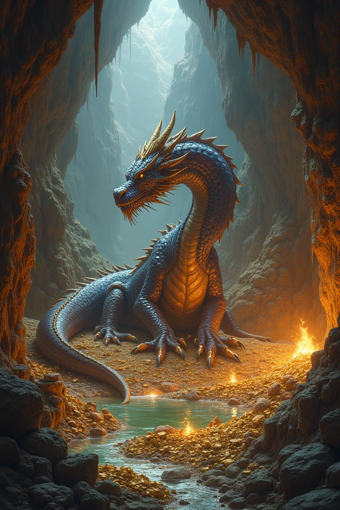 detailed,volumetric,score_9,score_8_up,score_7_up,very aesthetic,<lora:add-detail-xl:0.5>, (best quality, hires textures, high detail:1.2),(incredibly detailed:1.4), eastern dragon, magnificent blue scales, imposing expression, powerful atmosphere, volumetric lighting, lightning background,  lying, on stomach, glowing eyes, lava,
 <lora:VividRealismColorEnhancer:.5>