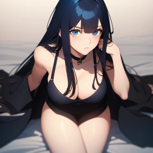 39-year-old woman in two-piece swimsuit mishing buttocks black hair crouching beach touching
