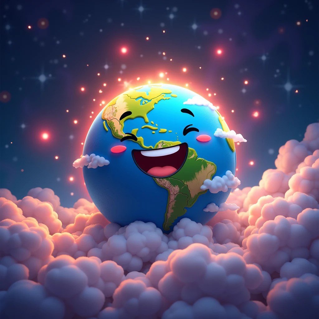 happy earth in the space animated.