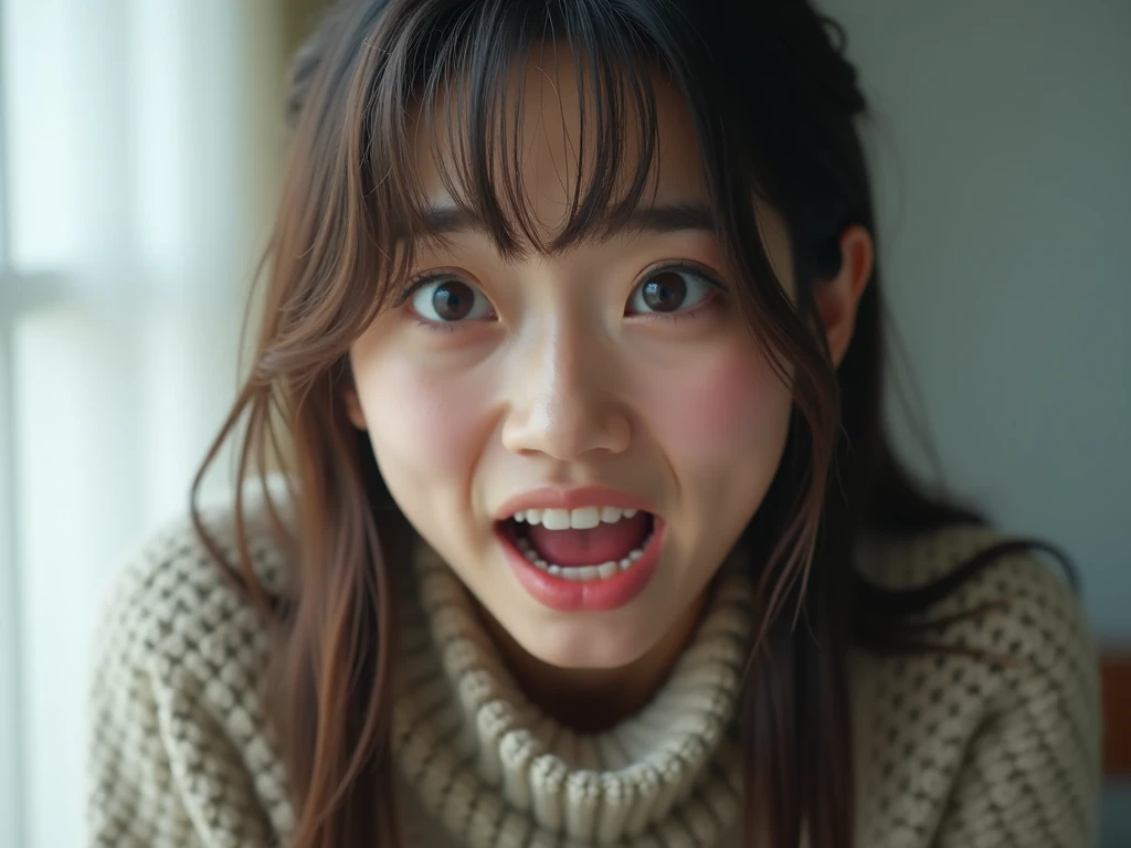 (Highest Resolution, clear_Image 1.2) 、(Beautiful girl with golden ratio face)、(18-year-old girl)、(very vivid eyes、wolf eyes 1.2)、wonderful, Tabletop, Attention to detail, Lip gloss、(((Twin-tailed rabbit style)))、Very beautiful girl、 alone, Beautiful girl like a model、(Long sleeve sailor suit、Very fine pleated scarf, Beautiful and detailed, Attention to detail nose,((((Licking tongue)))、Top quality photo masterpiece、Amazing realism photography、Surrealist female portraits by David Hockney and Alphonse Mucha,