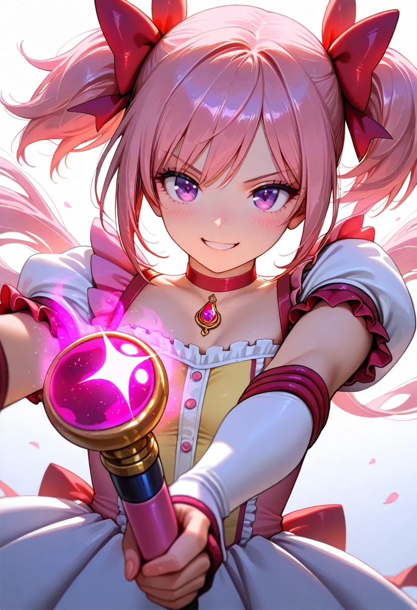 masterpiece, best quality, very aesthetic,dramatic lighting,1girl, solo, kawaii,magical_girl, smile, dynamic_pose, long magic wand