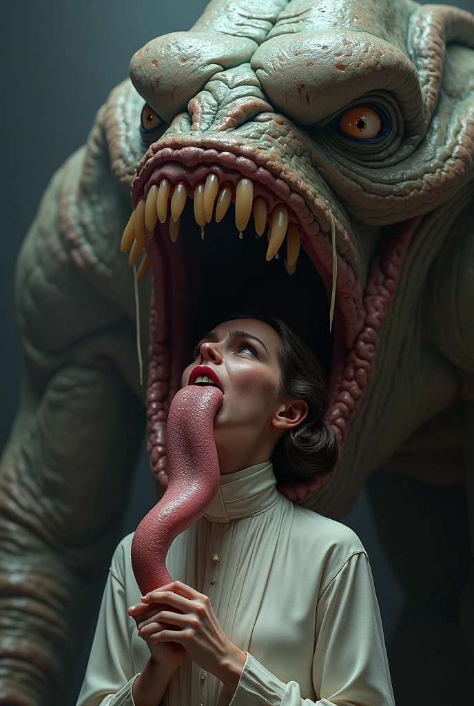 (extremadamente detallado, obra maestra, La mejor calidad), Estilo oscuro, intense illumination, rostro con arrugas, lengua larga, tentacle, deforme, monstruoso, interior de una piscina de agua verdosa, imagen submarina, alien con Colmillos finos, pico de pulpo amenazante. manchas de tinta. Rococo composition. Luz de caravaggio