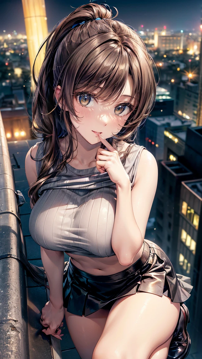 ((masterpiece:0), best quality, very aesthetic, up to date, absurd, detailed, high quality)
打破最high quality, Top quality, detail, high resolution, Super Fine, The art of math, Official Art, Movie, 4K, 8k resolution, 8k cg wallpaper, CG, original artwork, detailed background, Colored background, Blue atmosphere, High Dynamic Range, Blurred background, Blue Hour, Starburst effect, Twilight Light, Good ISO, high resolution, Wide-angle lens, From far away, RAW photos, Throw, Clear focus, Light Reflection, Reflection, intricate detail, Soft Light, Particle Noise, Professional photography, Bokeh, Depth of Field, Natural Lighting, Vibrant colors, Look away, detailed lights and shadows, fashionable, ultra-detailed, Top rated on Pixiv, Popular on ArtStation, Rainbow style, modern, Master production, PostureBREAK Solo, close up, from above, 1 Girl, Pale skin, Correct finger, detailed hand, (Large, firm breasts:1.3),(Exposed breasts:1.3),thigh, small torso, short body, blush, blush, Anxious expression, Random, Slim, ((Lovely, Childlike face):1.3), Beautiful buttocks, Good shape, Brown hair, (飘逸的Long hair, (Big 2 Bun Hairstyle)), Long bangs, Long hair, 中Long bangs, Brown eyesBREAK
(Black Lace-Up Tank Top, Necklace, Off-the-shoulder green hoodie, (Abdominal skin), Unbuttoned shorts, Costume accessories in various colors)